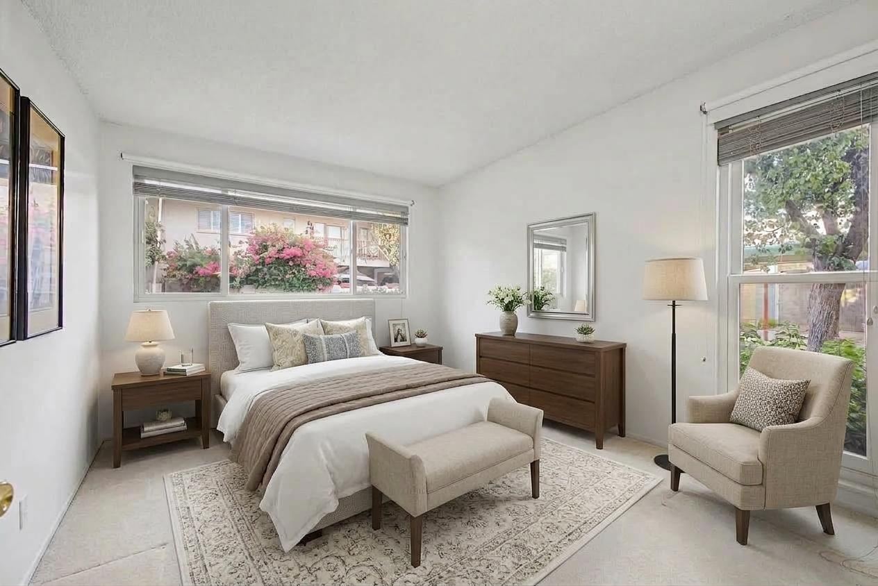 Second bedroom with two garden-facing windows
