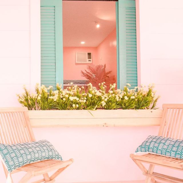 Pastel patio chairs and bright Arizona light in Chandler