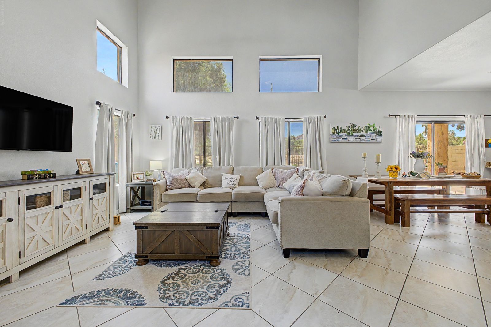 Great room open to the dining area