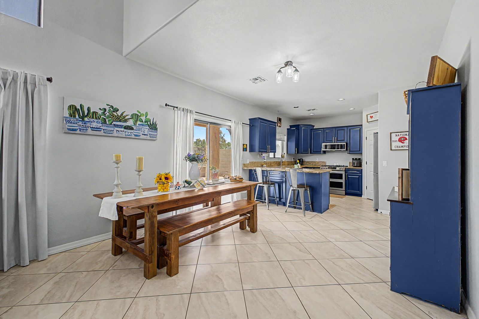 Dining area open to the kitchen